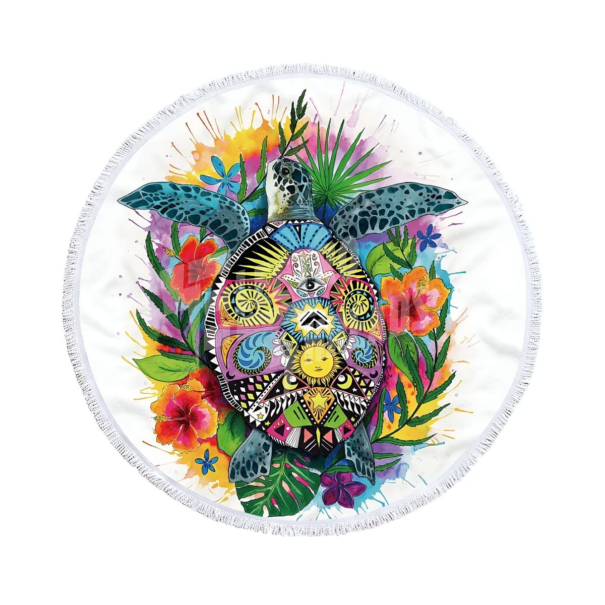 GENERICO - Toalla Manta redonda playera con diseño tortuga