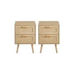 GENERICO - Pack 2 Veladores Wood Claro (Mesa de Noche)