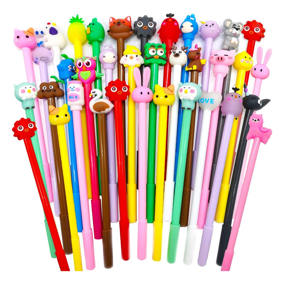 GENERICO - 10 Bolígrafos De Dibujos Animados De Formas Variadas