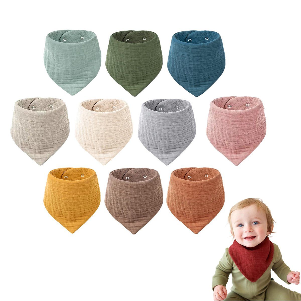 GENERICO - Baberos Para Bebé Con Algodón Para Bebé Niñas Niños 10pcs