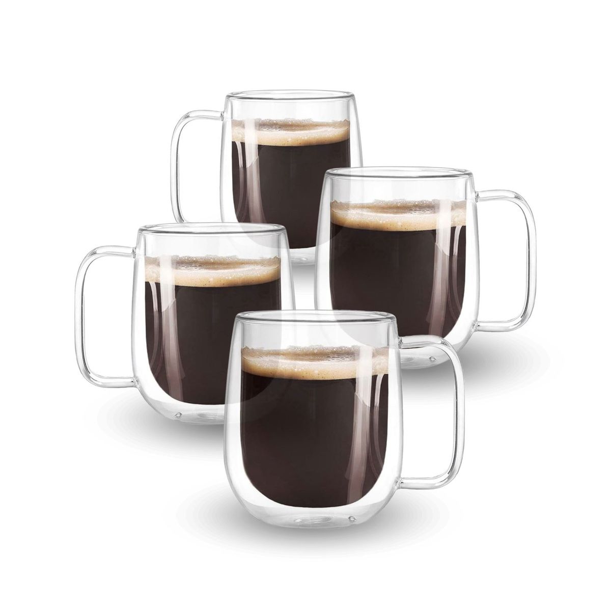 SANTU HOME & DECO - Set 4 Tazas Doble Pared Vidrio 350ml