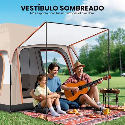 Imagen 2 del producto Carpa 12 Personas Techo Largo Color Marronclaro Homeroutdoor