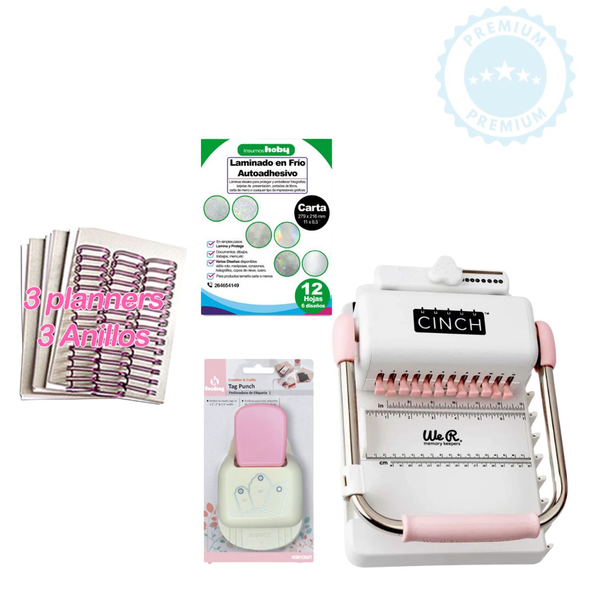 AMERICAN CRAFTS - encuadernadora cinch Rosada + insumos K120