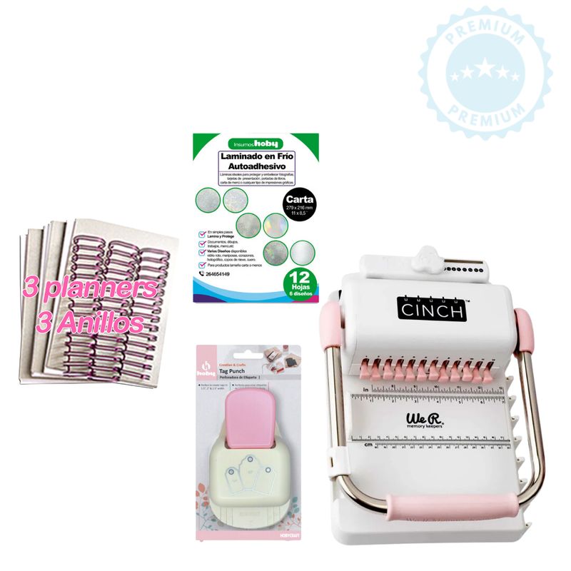 AMERICAN CRAFTS - encuadernadora cinch Rosada + insumos K120