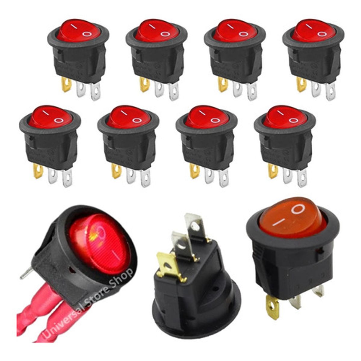 GENERICO - 10 Interruptor 220v Botón Basculante Switch Encendido Apagar