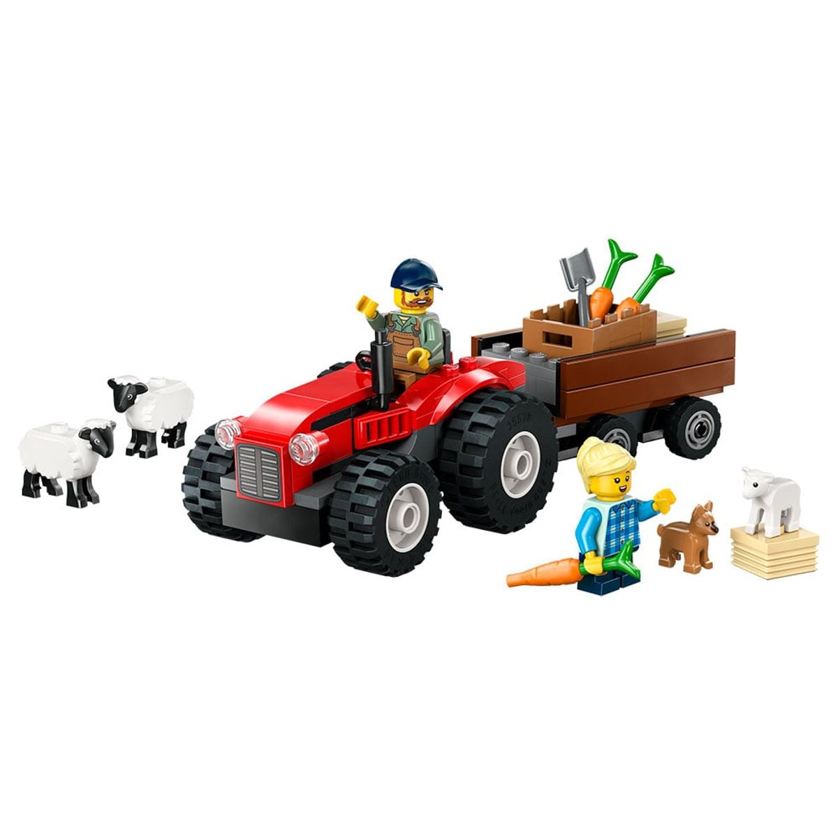 LEGO - LEGO Tractor Rojo con Remolque y Oveja (60461)