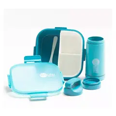 GENERICO - Set Fuente Contenedor Plástico para Comida + Botella Libres de BPA