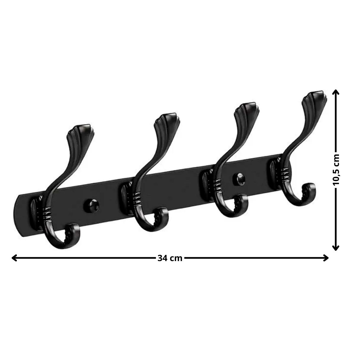GENERICO - Perchero colgador 4 ganchos negro