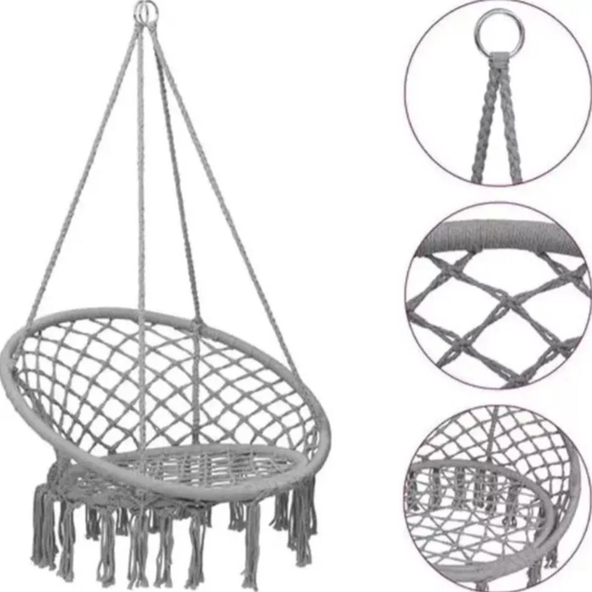 U BUY - Silla Hamaca Colgante Para Terraza O Jardín GRIS