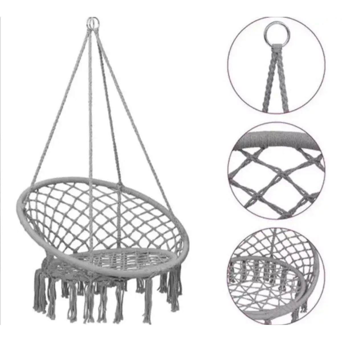 U BUY - Silla Hamaca Colgante Para Terraza O Jardín GRIS