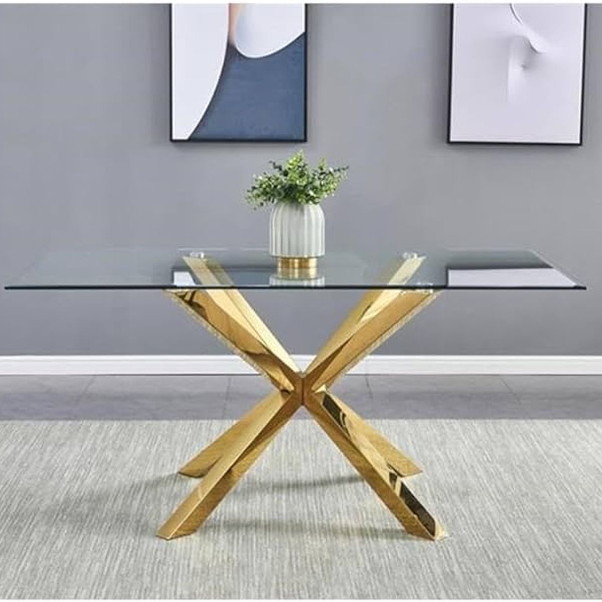 HABITA2 CHILE - Mesa de Comedor Madrid Gold Cuadrada 100x100