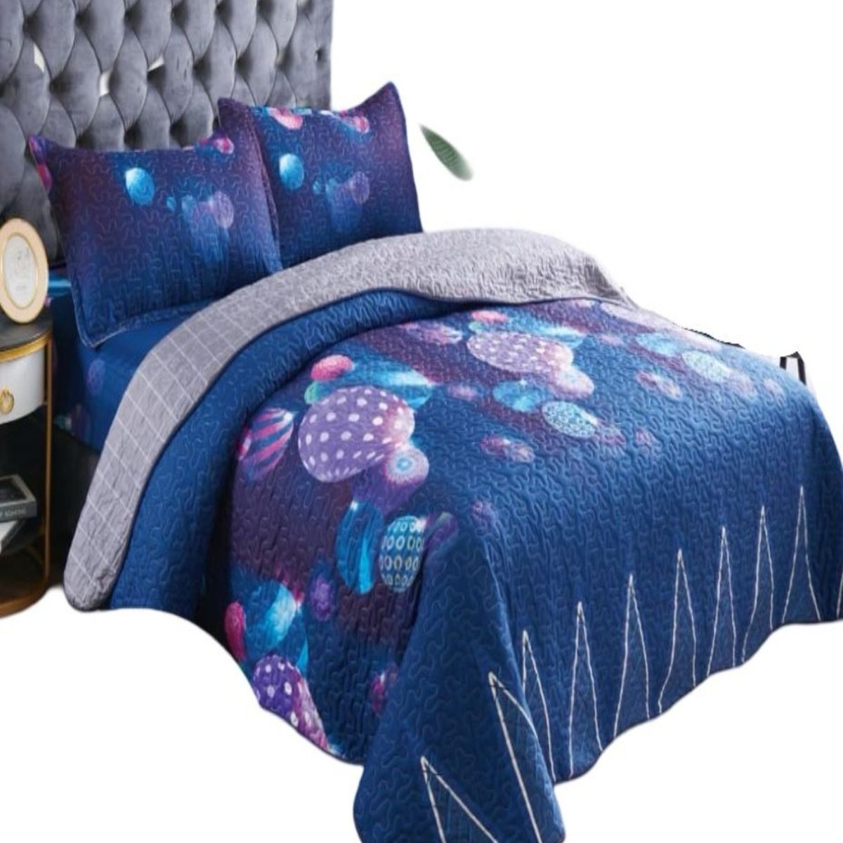 GENERICO - CUBRECAMA VERANO QUILT 5 PIEZAS CON JUEGO DE SÁBANAS