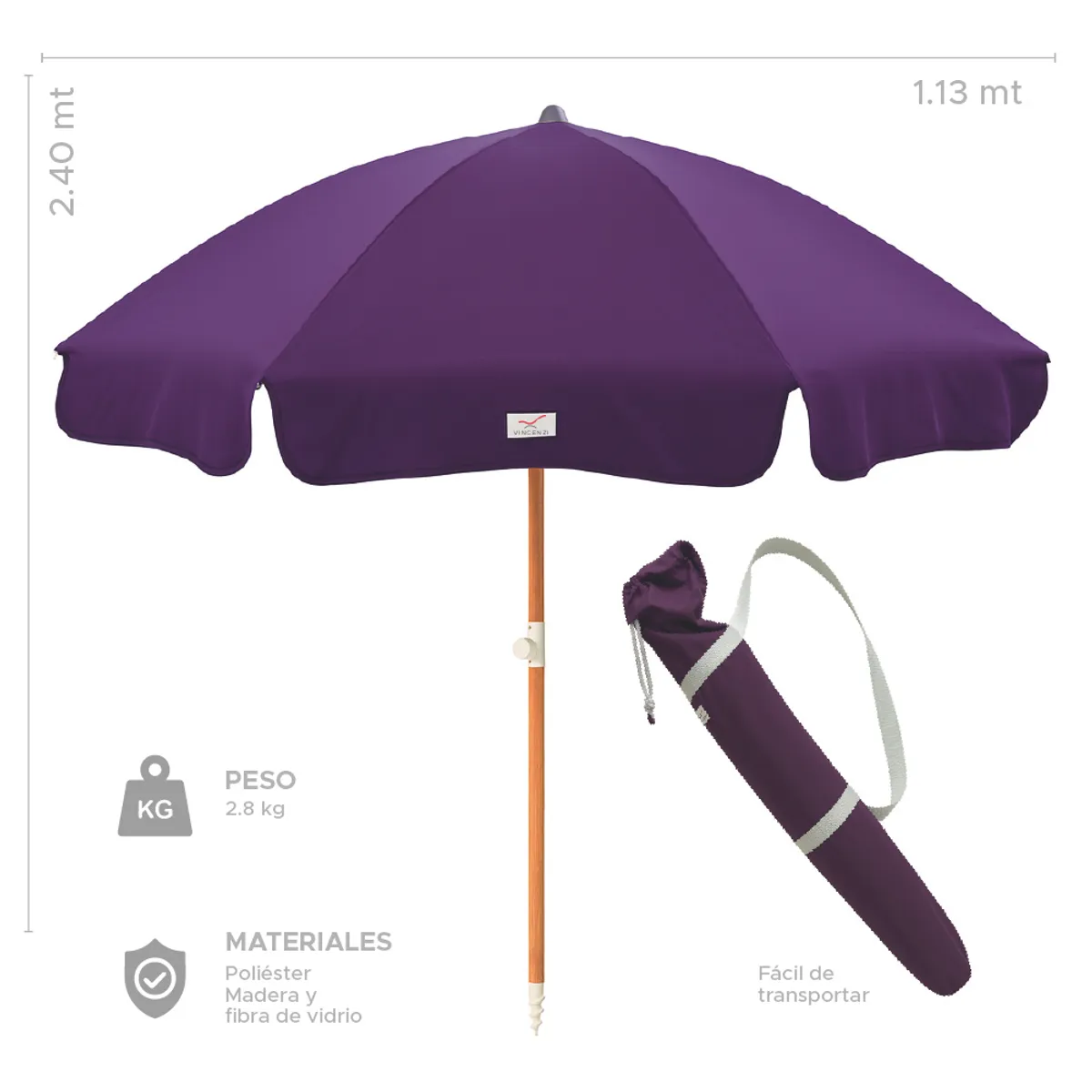 VINCENZI - Quitasol Filtro Uv Sombrilla Playa Terraza Vincenzi