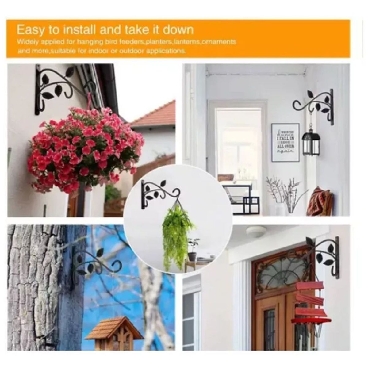MUNDO MAGIA - Soporte Para Plantas Colgantes 2 Ganchos De Pared De Hierro