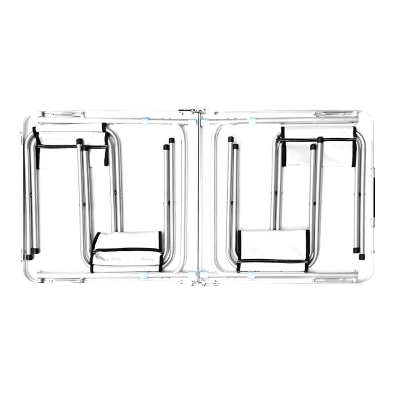 GENERICO - Mesa Aluminio Plegable 120x60x74 Blanca + 4 pisos