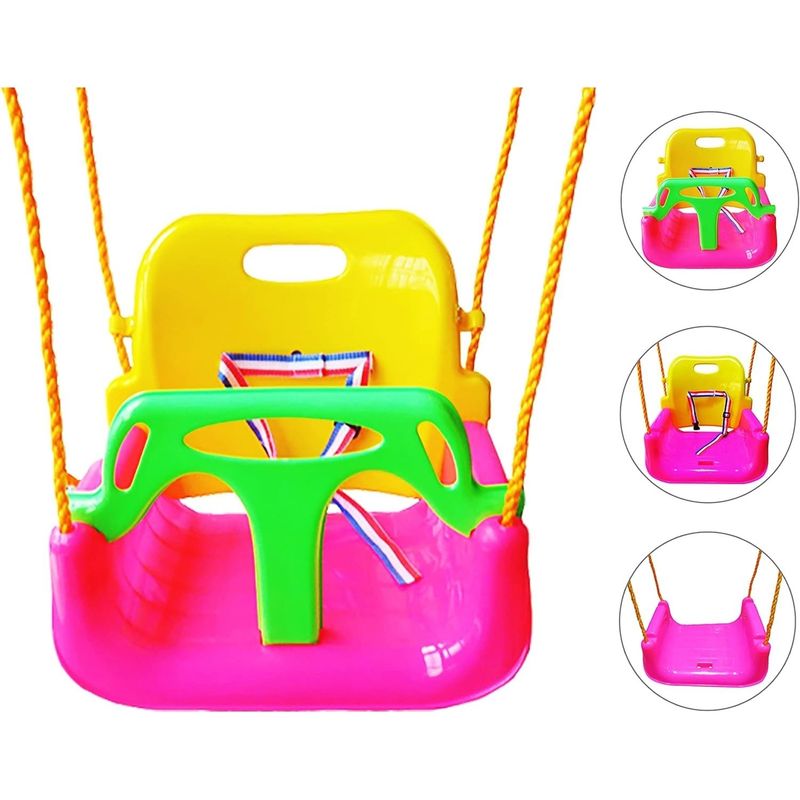 GENERICO - Columpio Silla 3 En 1 Ajustable Portátil Niños Asiento Bebé Rosado
