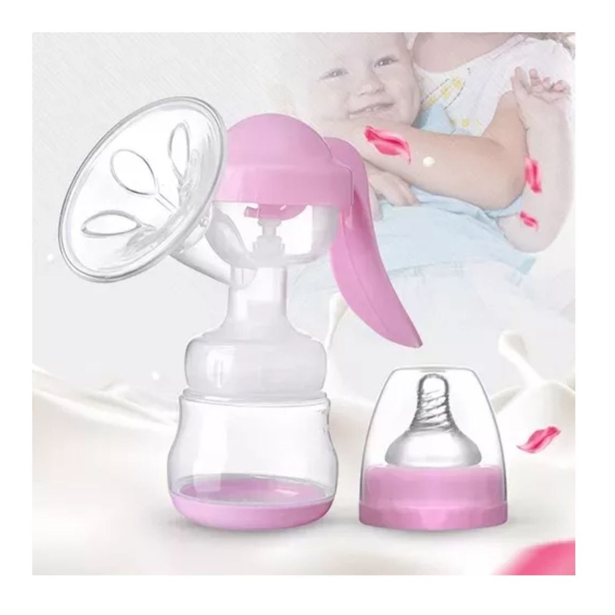 GENERICO - Extractor De Leche Manual Chupete Mamadera 17cm Rosa
