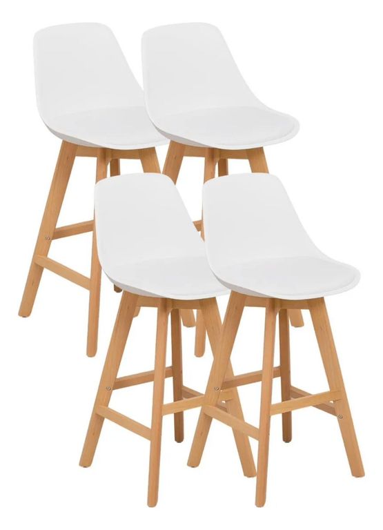Pack 4 Taburete acolchada Terry 61cm Blanco