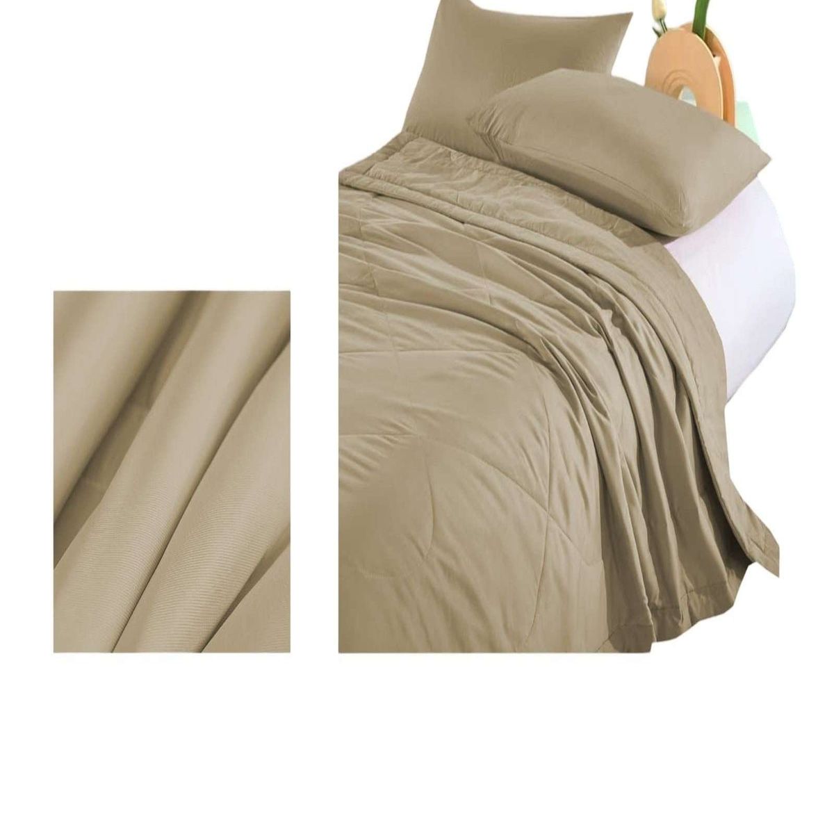 GENERICO - CUBRECAMA EXTRA DELGADO  VERANO BEIGE KING 240 X 260 CM