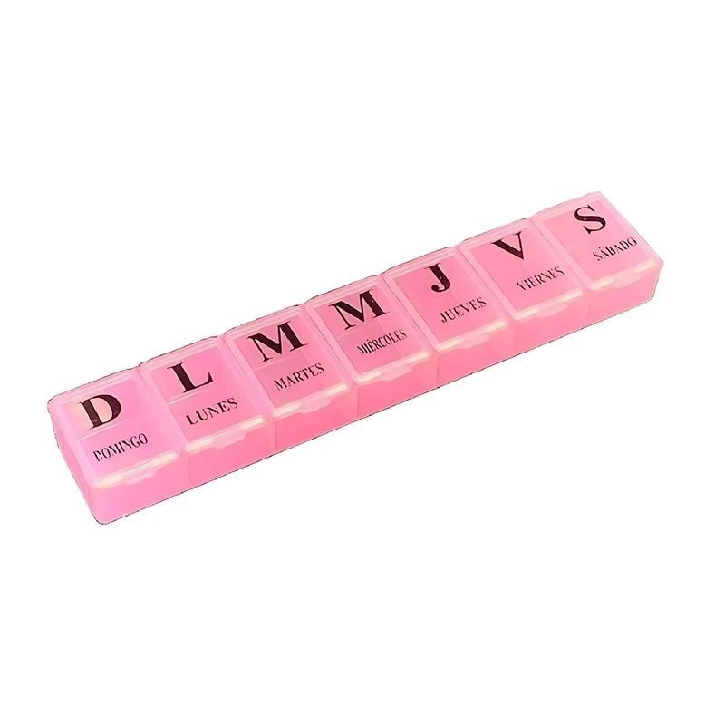 GENERICO - Pastillero Semanal Rosado 15cm Organizador De Medicamentos