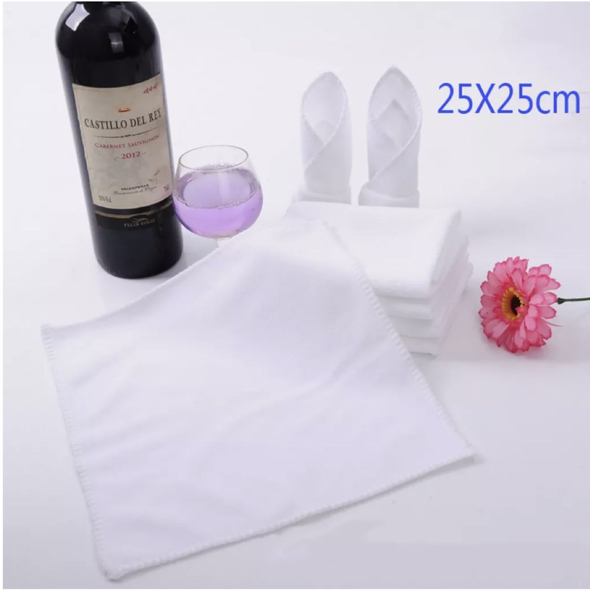 ANNI STAR - Pack 12 Toallas Blanco Cuadrada De 25 X 25 Cm anistar