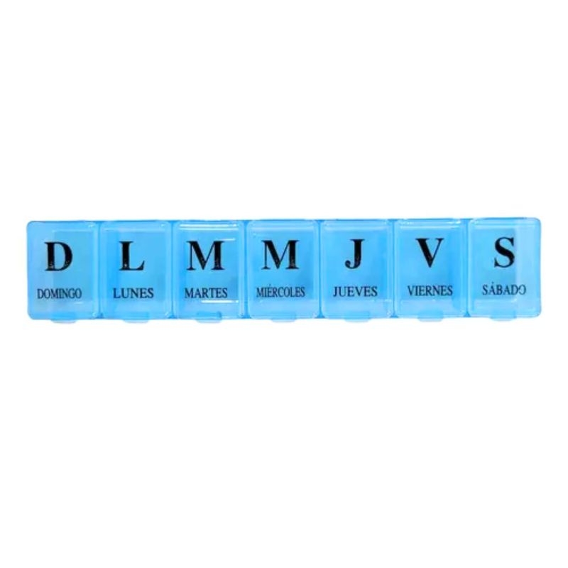 GENERICO - Pastillero Semanal 15cm Color Azul Organizador Medicinas