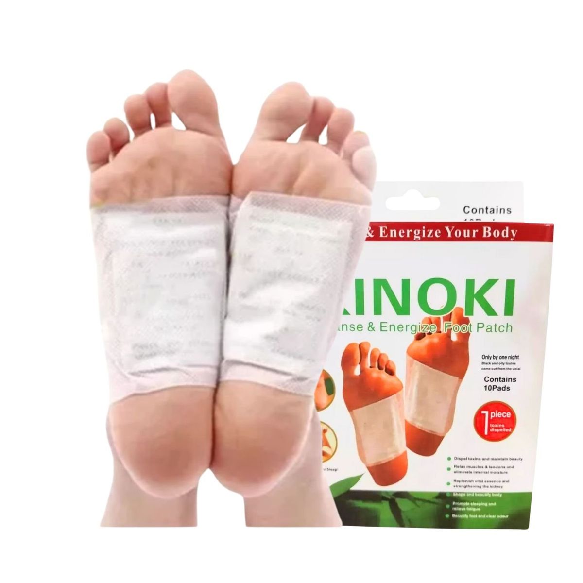 GENERICO - Pack 10 Piezas Kinoki Parche Olor Pies Relajación 10cm