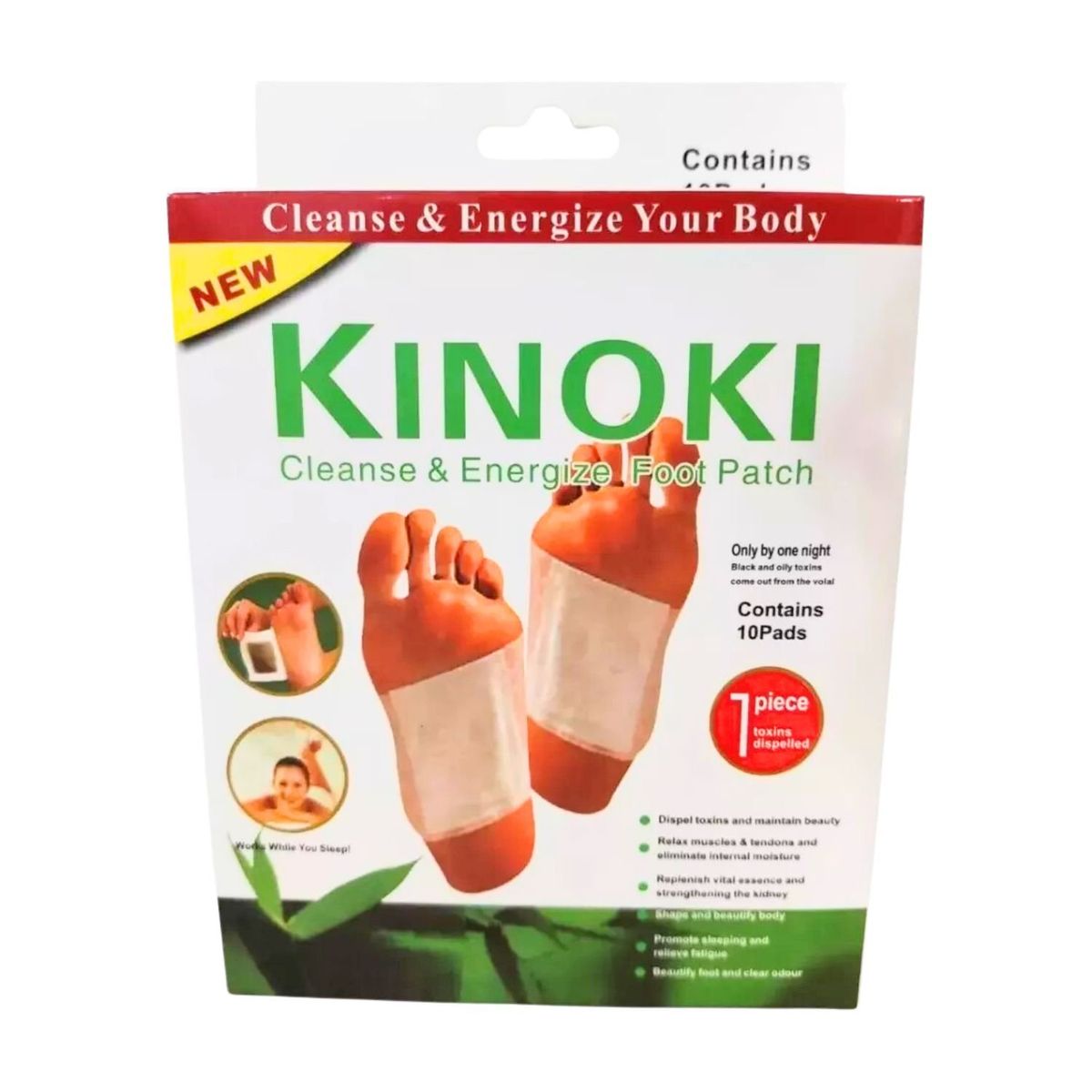 GENERICO - Pack 10 Piezas Kinoki Parche Olor Pies Relajación 10cm