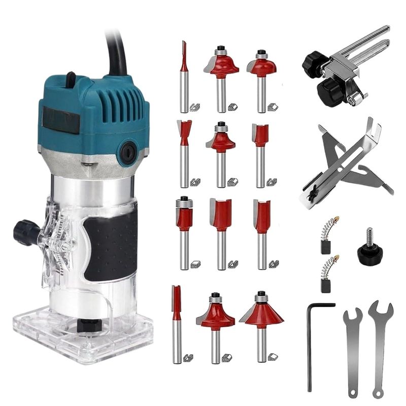 GENERICO - Recortadora Fresadora Rebajadora Bordes Madera Router 800w