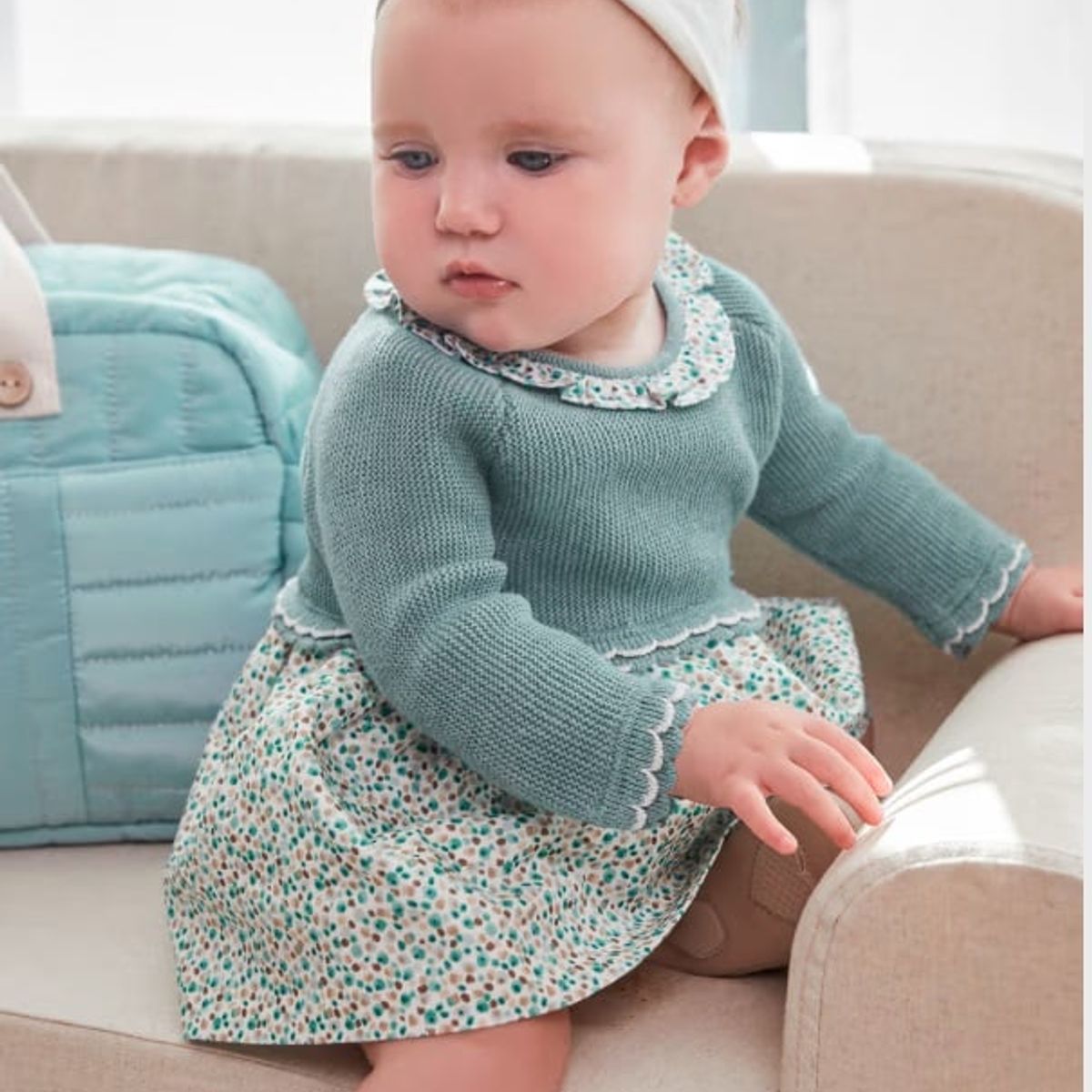 MAYORAL - Elegante y delicado Vestido combinado tricot recién nacida