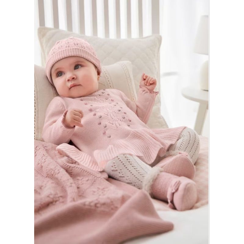 MAYORAL - Elegante y delicado Vestido con gorro tricot recién nacida