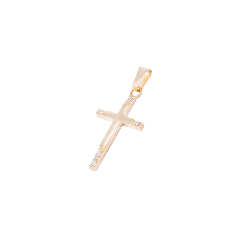 JB JOYAS BARON - Colgante Oro Amarillo 18kt Cruz 6 Circonitas