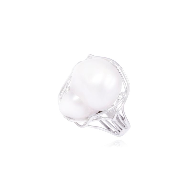 JB JOYAS BARON - Anillo Oro Blanco 18kt Perla Nácar
