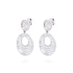 JB JOYAS BARON - Aros Oro Blanco 18kt Dos Círculos Diamantes 1,38 Qlts