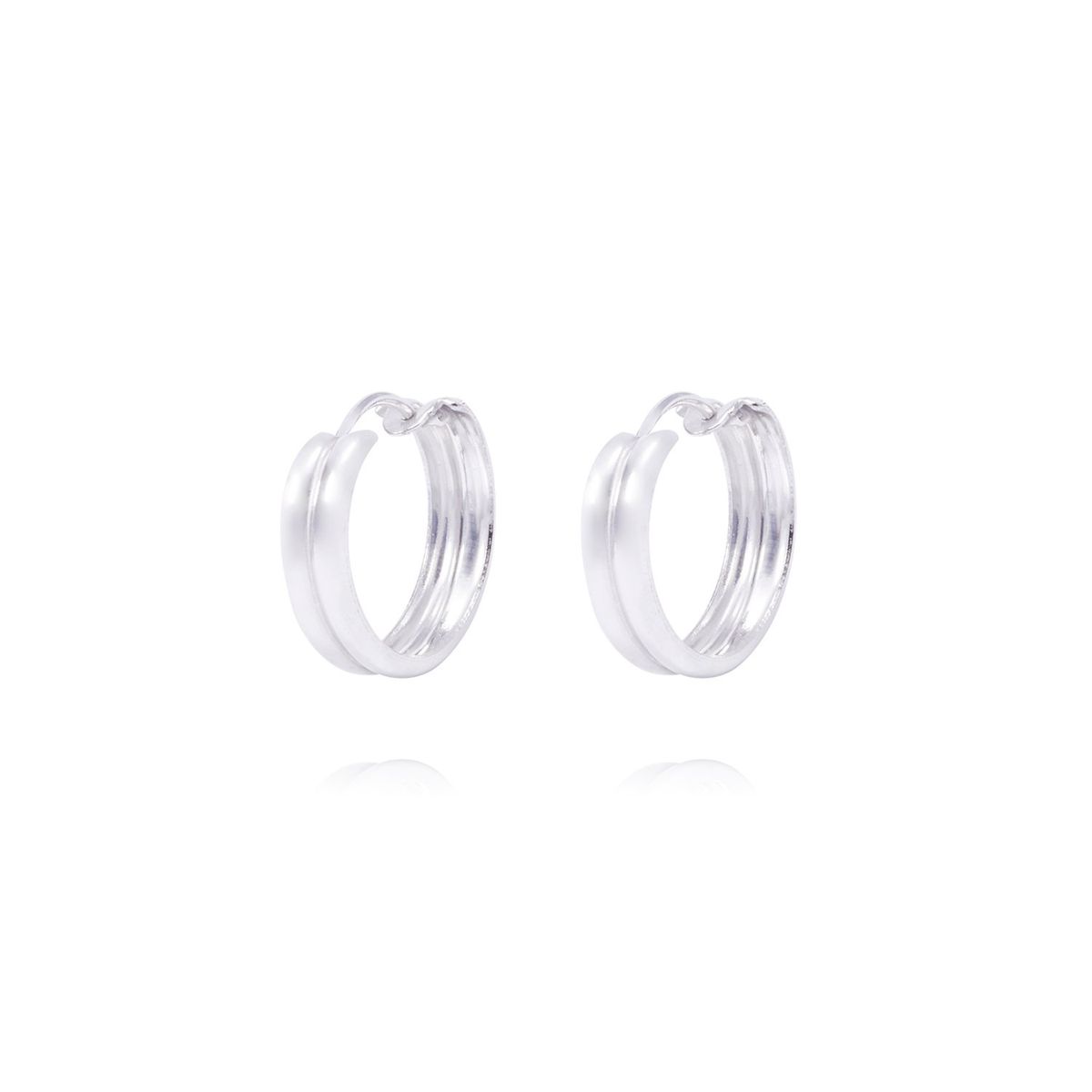 JB JOYAS BARON - Aros Plata Esterlina 925 Argollas Doble Banda
