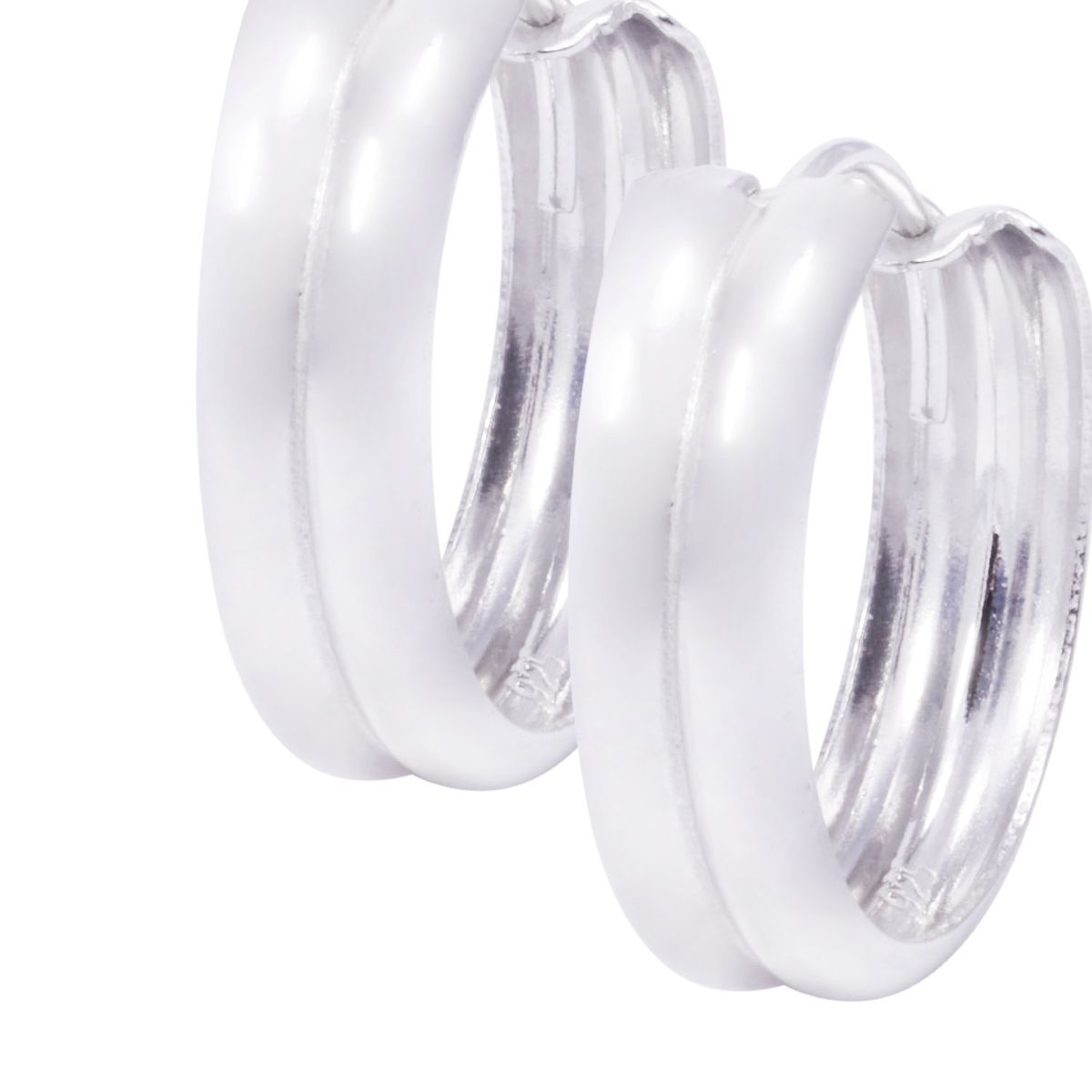 JB JOYAS BARON - Aros Plata Esterlina 925 Argollas Doble Banda