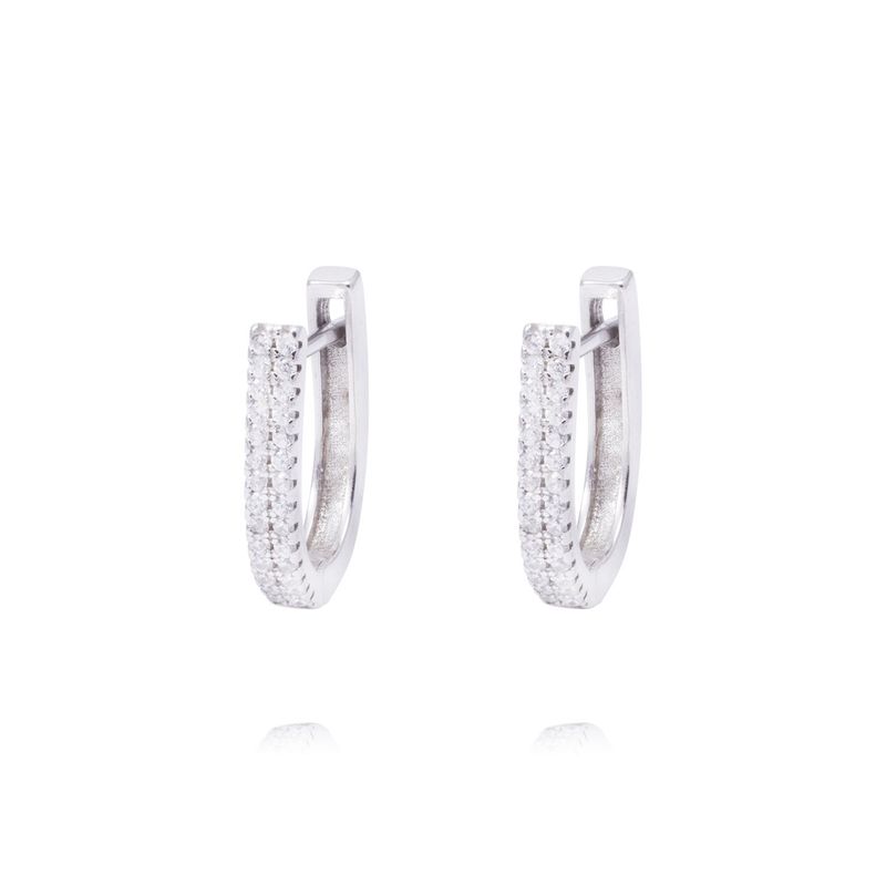 JB JOYAS BARON - Aros Plata Esterlina 925 Argollas Doble Riel de Circonitas