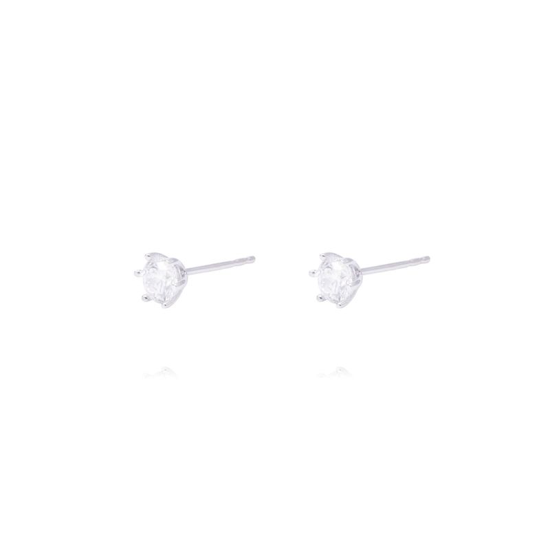 JB JOYAS BARON - Aros Oro Blanco 18kt Circonita Seis Grifas