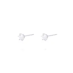 JB JOYAS BARON - Aros Oro Blanco 18kt Circonita Seis Grifas