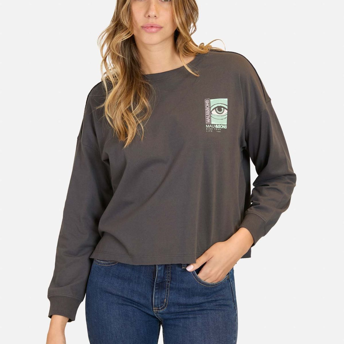 MAUI AND SONS - Polera ML Endless Gris Mujer Maui And Sons - Gris