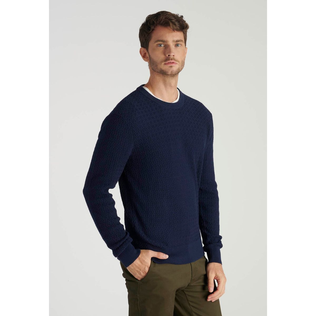 NEW MAN - Sweater Leon Heritage Azul Newman