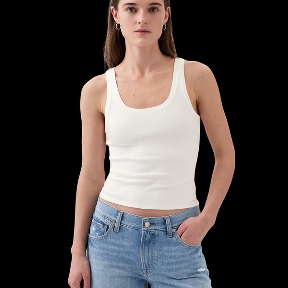 GAP - Polera Cropped Sin Manga Mujer Blanco