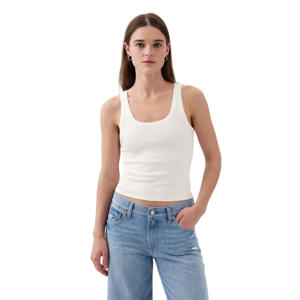 GAP - Polera Cropped Sin Manga Mujer Blanco