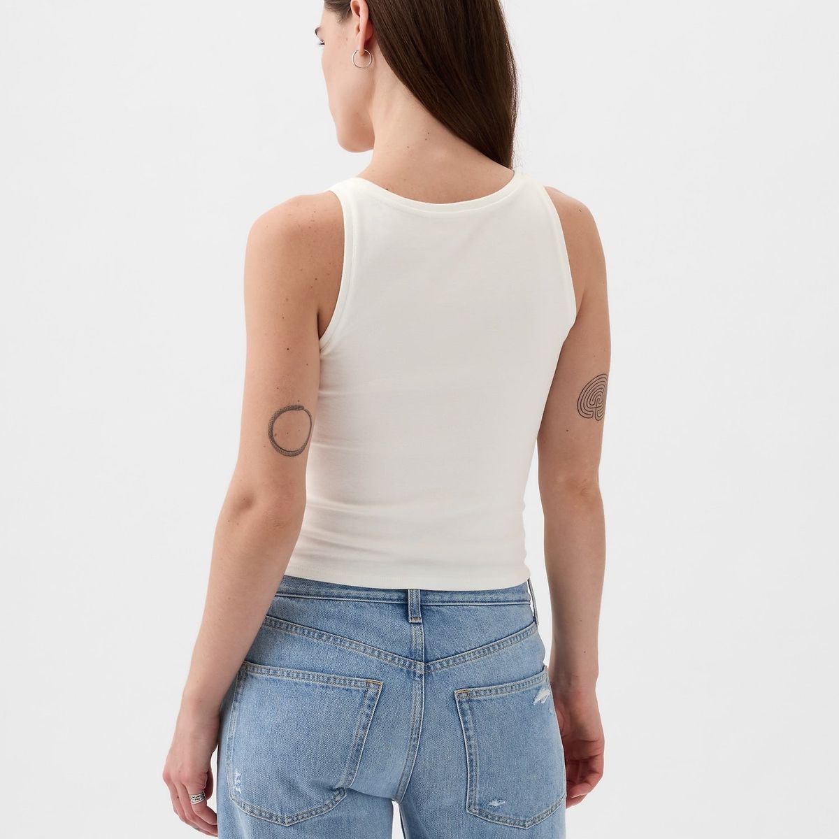 GAP - Polera Cropped Sin Manga Mujer Blanco