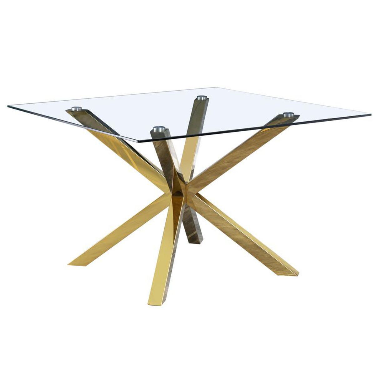 PANDALINO - Mesa Cuadrada 100x100 Erika - Vidrio Templado - Dorado