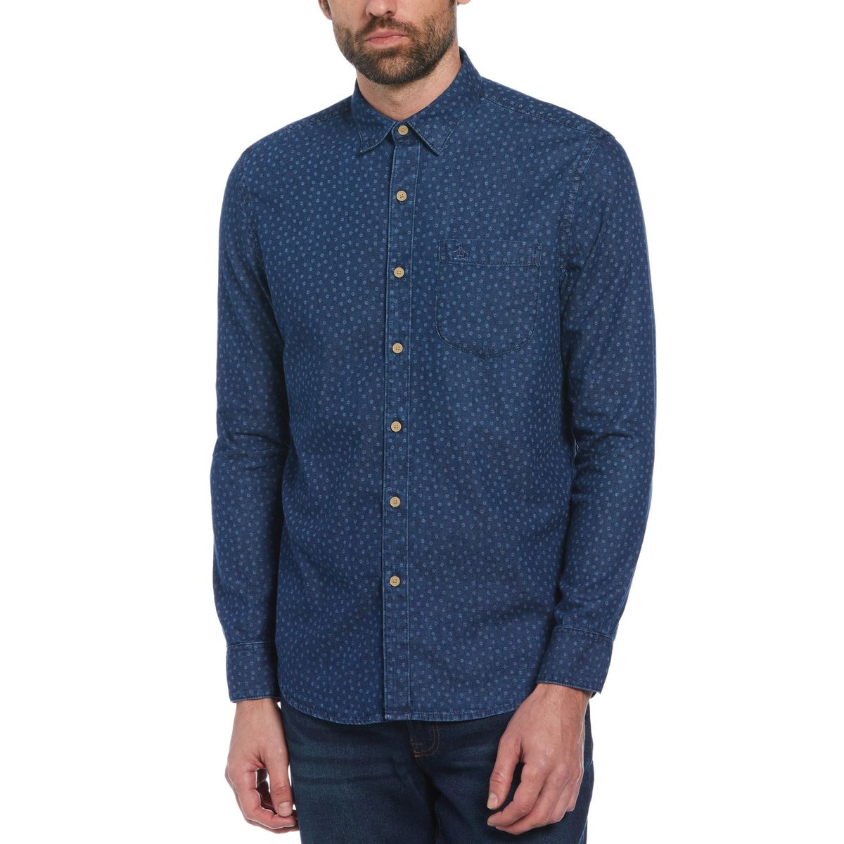 ORIGINAL PENGUIN - Camisa De Hombre Estampado Navy