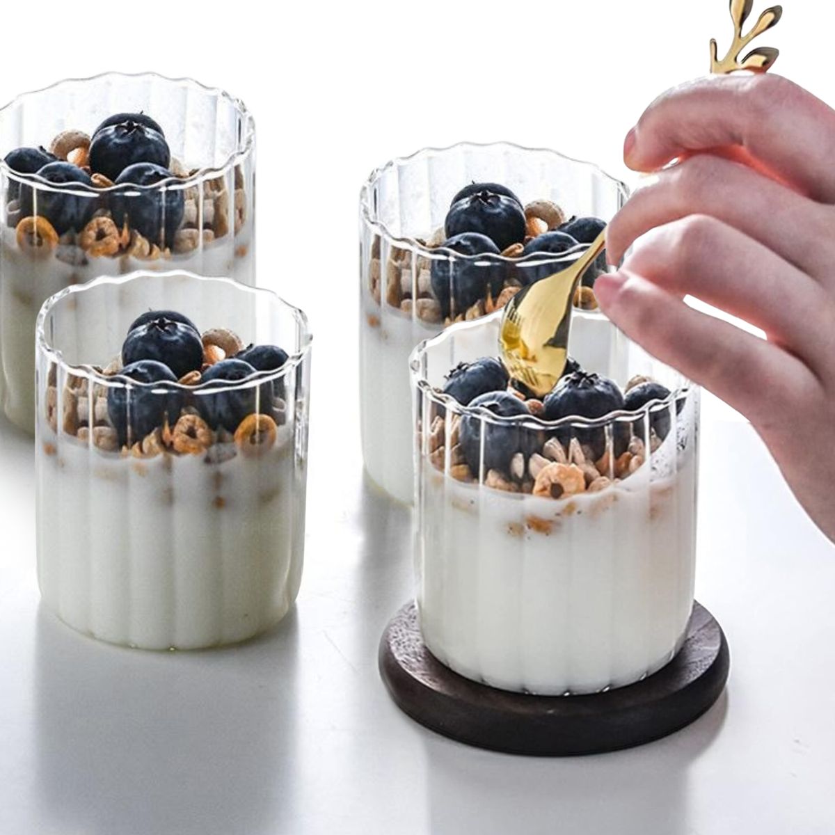 SANTU HOME & DECO - Set 4 Vasos Vidrio Vertical Chic 180ml