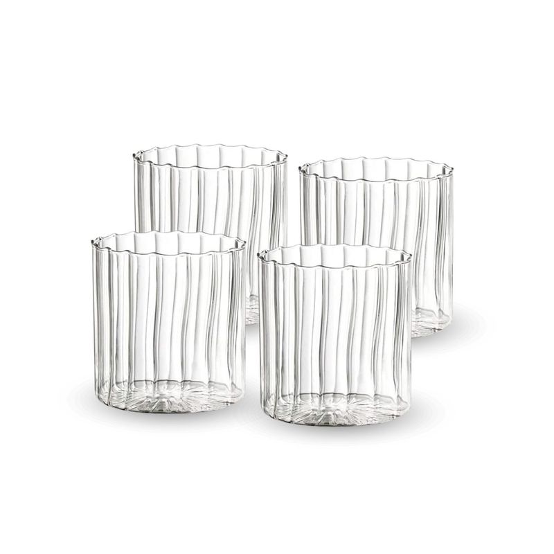 SANTU HOME & DECO - Set 4 Vasos Vidrio Vertical Chic 180ml Coctel