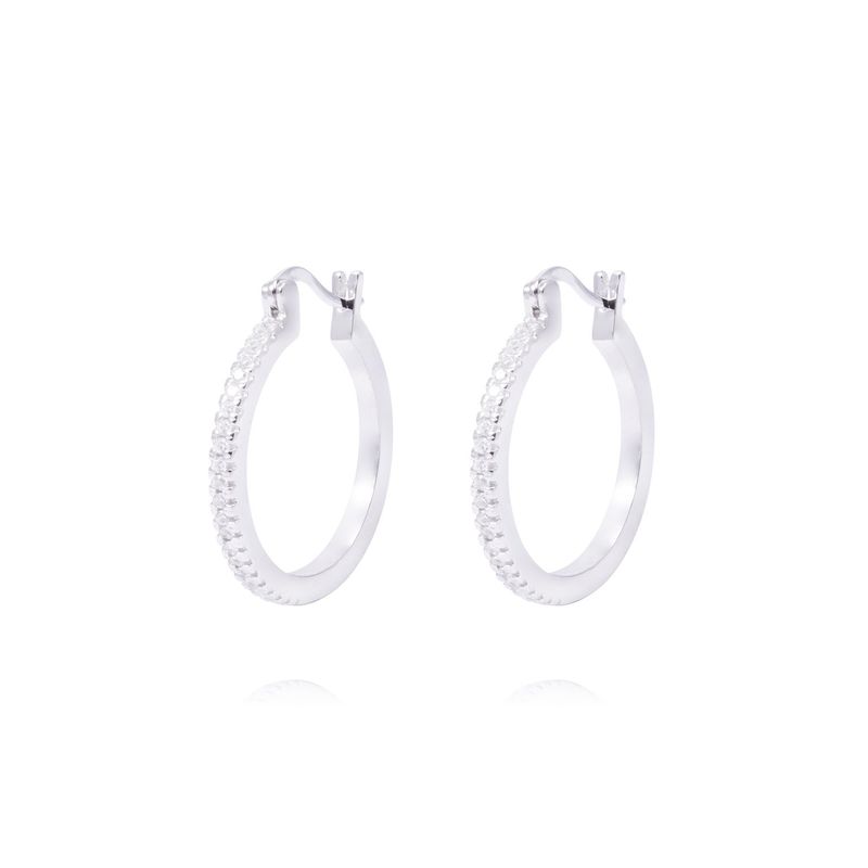 JB JOYAS BARON - Aros Plata Esterlina 925 Argollas Circonitas en Pavé