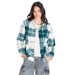 CAT - Chaqueta Microfleece Shirt Mujer Verde Petróleo